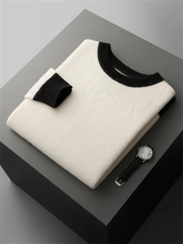 Men's Crew Neck Wool Pullover Merino Wool Sweater Business Casual Long Sleeve Sweater3