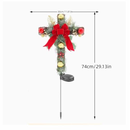 Cross-shaped Solar Lights Outdoor with Bow, Solar Christmas Garden Lights - image 2
