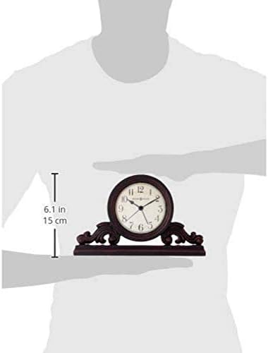 Howard Miller Bishop Table Clock - Vintage Quartz Movement with Wooden and Metal Design, Decorative Battery-Operated Analog Desk Alarm Clock - for Office, Bedroom, Living Room, Shelf, and Home Decor