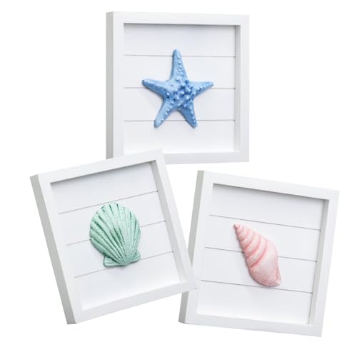 JUMBO DECOR 3D Ocean Beach Themed Wall Decor, Set of