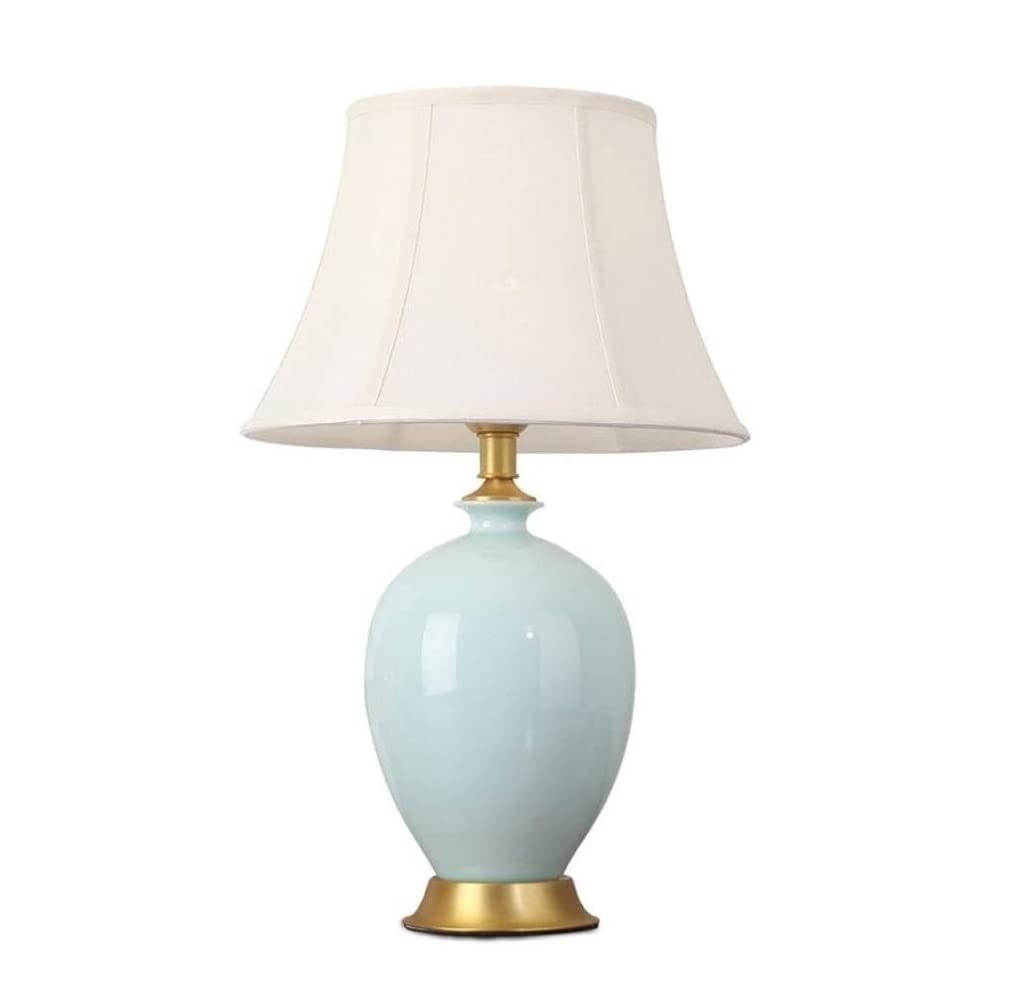 Lampa Stołowa Lampy Stołowe Do Salonu Lampka Nocna Prosty Abażur Z Tkaniny Lampa Do Sypialni Nowoczesna Ceramiczna Lampa Nocna Z Miedzi Lampa Biurkowa Sypialnia Salon Lampka Nocna, Włącznik Przycisko