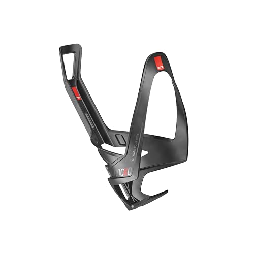 Elite Rocko Carbon Bottle Cage Mat Red Graphic – Ultra Lightweight Carbon Fibre Bike Bottle Holder 25g – Front & Side Entry – For MTB, Road & Gravel Cycling