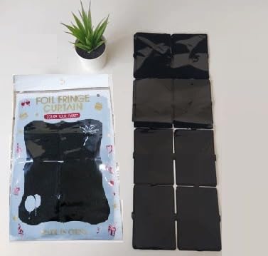 Image of AMFIN (Pack of 2) Square Foil Curtains for Birthday Decoration Photo Booth Props Backdrop Baby Shower Bachelorette Party Decorations (Black)