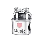 HAEPIAR S925 Sterling Silver Charm Dangel Pendant for Bracelets and Necklaces Bluetooth Headset Music Pendant Bead Charms for Women Girls Gifts