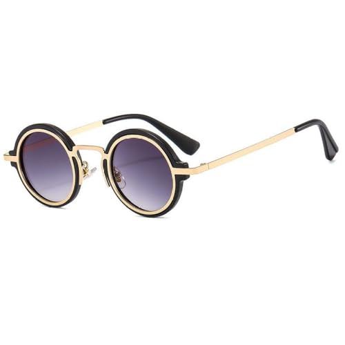 Lunettes de soleil rondes vintage en métal style punk rock pour homme et femme