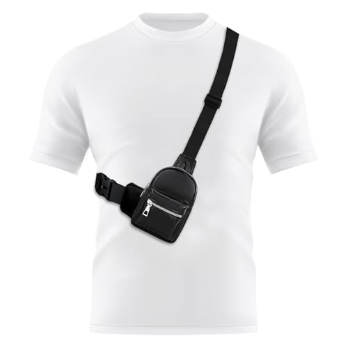 Peicees Mini Leather Sling Bag for Men Women Travel Daily Crossbody Bag Phone Holder