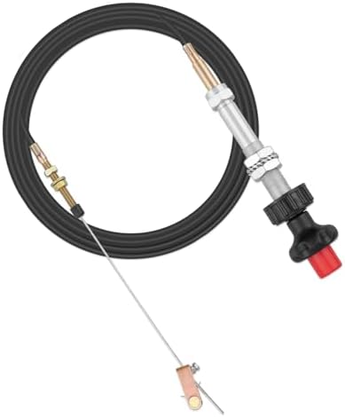 VCGTX10 10FT Heavy Duty Vernier Locking Throttle Cable, Adjustable Locking Control Cable with Detachable Cable Head and Red Knob