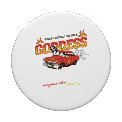 When Driving I Feel Like a Goddess Driving PopSockets Swappable PopGrip, Black - Image 3