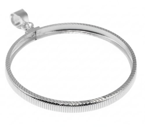 Diamond cut Sterling Silver Coin Edge Coin Bezel Frame Mount Pendant for $1 Peace Morgan Eisenhower Silver Dollar (COIN NOT INCLUDED)