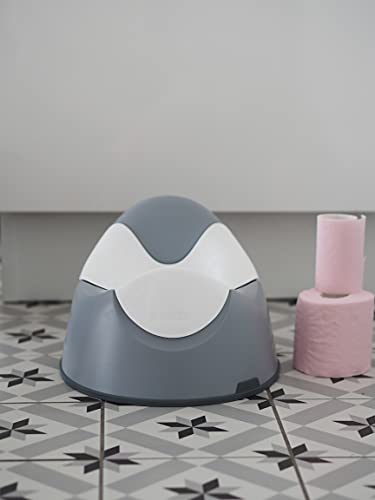 BÉABA - Babytopf - Ergonomisches Töpfchen für Kinder - Rutschsicher - Hygienisch - Pflegeleicht - WC-Einsatz mit Handgriffen - Made in France - Grau