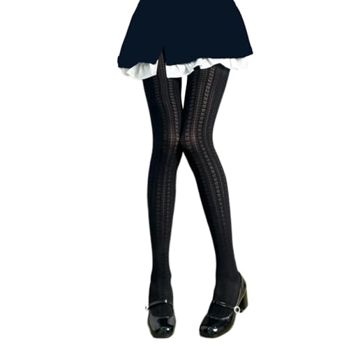 Japanese Bowknot Pattern Thin Tights for Women Breathable Leggings Student Solid Color Pantyhose Stockings