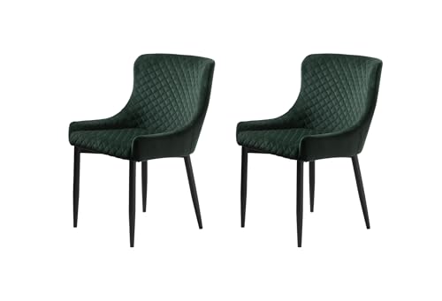 Sedia da pranzo 2er sedie scuro gambe nere Chair taglia unica velluto verde