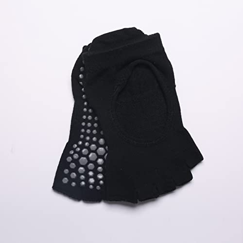 Image of Yoga Pilates Toe Socks Toeless Socks with Grips for Women Non Slip Cushioned Low Cut Ankle Socks for Dance