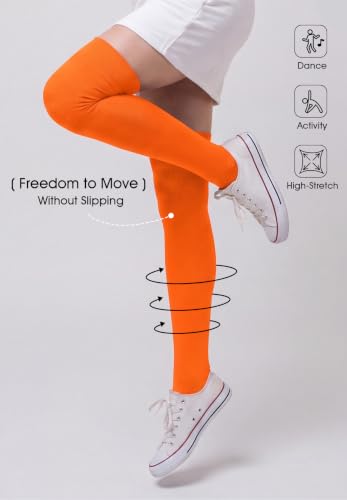 Image of Azue Women Non Slip Thigh High Socks Knee High Boot Stocking Leg Warmers | Soft cotton comfort,Non-slip silicone stay-up fit,Elastic stretch,Vibrant colors for daily wear,Halloween,or cosplay