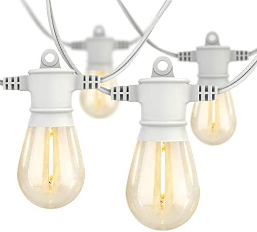 SUNTHIN White String Lights, 48ft White Outdoor Lights with 16 1W Shatterproof LED Bulbs for Patio, Garden, Backyard, Porch, Cafe, Deck, Wedding, Party