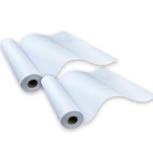 Rollo de papel de dibujo de 44cm x 25m blanco y resistente en pack de 2