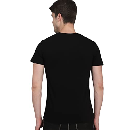 Image of Free Authority Joker Printed Regular Fit Black Cotton Men's T-Shirt