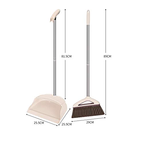 Besen- und Kehrschaufel-Set, Lobby-Besen mit langem Stiel, selbstreinigend mit Kehrschaufelzähnen, ideal für den Einsatz zu Hause, in der Küche und im Büro – Bild 3