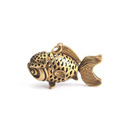 Poisson rouge en laiton pur Feng Shui, un porte-clés artisanal d'exception