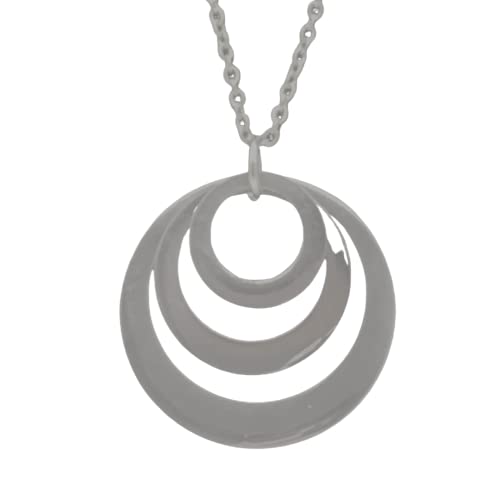 My Name Chain Personalised Gold Plated 3 Ring Disc Pendant Name Necklace for Mother's Day, Valentine's Day, Birthday, Friendship Day - Free Engraving (Silver)