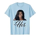 Fiddlesticks Tees Women's 'Her' Michelle Obama T-Shirt - Blue, Small, Classic Fit, V-Neck, Short Sleeve