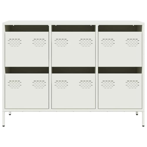 Cómoda de acero blanca de 101,5 cm armario resistente para estancias con poco espacio 6