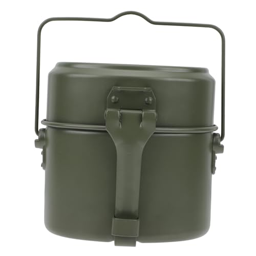 QUMIIRITY アルミ製アウトドアキャンピング弁当箱 軽量加熱可能 蒸し器付き 軍用グリーン ハイキング ピクニック用持ち運び便利ランチボック