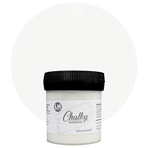 LM-Kreativ Chalky Pintura a la tiza,100 ml, (blanco nieve), de acabado tiza para un aspecto vintage, Shabby y chic Las pinturas cal también se pueden utilizar como madera al secarse obtienen mate