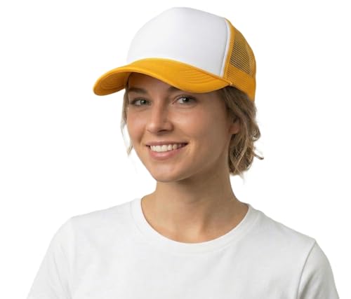 Image of NYFASHION101 Plain Mesh Trucker Hat - Breathable 6-Panel Daily Snapback Cap, Customizable Ideal for DIY Embroidery & Patches