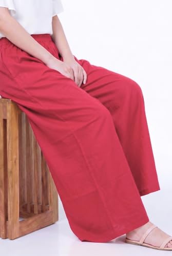 Image of Plaazo Women's Cotton Palazzo | Wide Leg Palazzo for Women | Soft Breathable High Waist Bottom Wear | Comfortable Casual, Office, Travel for Women