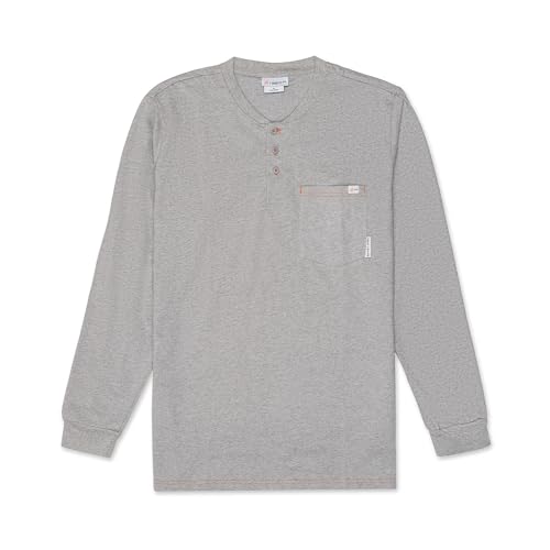 Rasco Fire Retardant Henley T Shirt Gray 100% Cotton, Gray (2X-Large)
