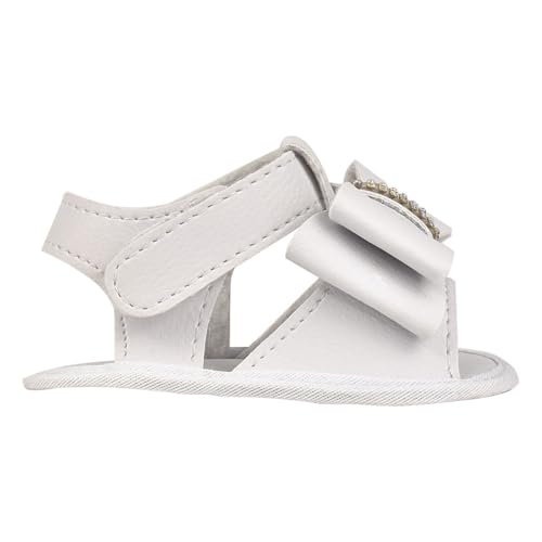 Sandália Bebê Mania Conforto Branca Laço Verão Batizado Couro Sintético (Branca, BR, Bebê, Numérico,