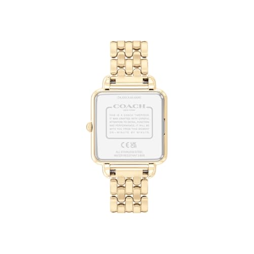 Coach Cass Qtz Basic Slim Champagne Square Dial Women's Watch|Ionic Plated Thin Gold Steel Material|Gold Color Band - 14504495