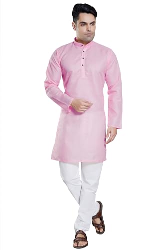 Image of DIVISIVE Men's Plain Cotton Blend Linen Slim Fit Kurta Pyjama Set