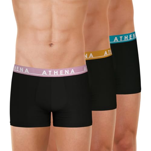 Athena - Lot de 3 Boxers Homme Easy Color - Boxers Coton Stretch Respirant - Label Oeko-TEX® Standard 100 - Coupe Ergonomique - Confort et Maintien Supérieurs