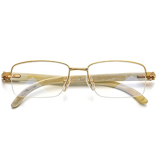 Image of HEPIDEM 100% Really Buffalo Horn Handmade Sun Glasses Square Rimless Luxury BUffs Sunglasses 0816