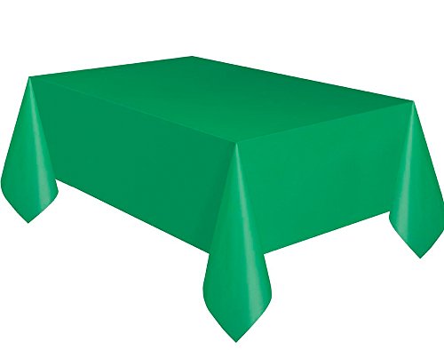 Solid Emerald Green Rectangular Plastic Table Cover (137cm x 274cm) 1 Count - Elegant & Durable Tablecloth for Parties Events and Home Use