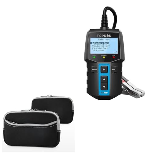 BoxWave Case Compatible with Topdon BT100 (2 in) - SoftSuit with Pocket, Soft Pouch Neoprene Cover Sleeve Zipper Pocket - Jet Black with Grey Trim