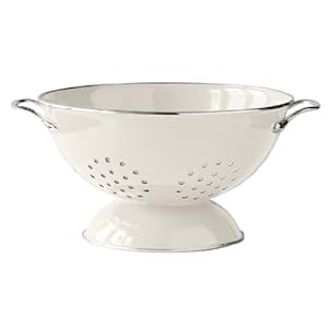 Premier Housewares Enamel Retro Colander, Stainless Steel Pasta Strainer – Cream