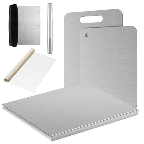 Conjunto de 6 piezas de tablas de cortar de acero inoxidable Patelai con mango integrado y accesorios de cocina miniatura 1