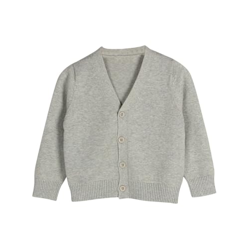 Toddler Boys Girls V Neck Cardigan Sweaters Long Sleeve Kids Button Cotton School Uniform Knit Tops Outwear