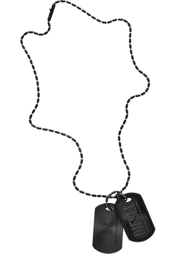 Diesel Herrenkette Font Dog Tag Edelstahl schwarz, DX1554001