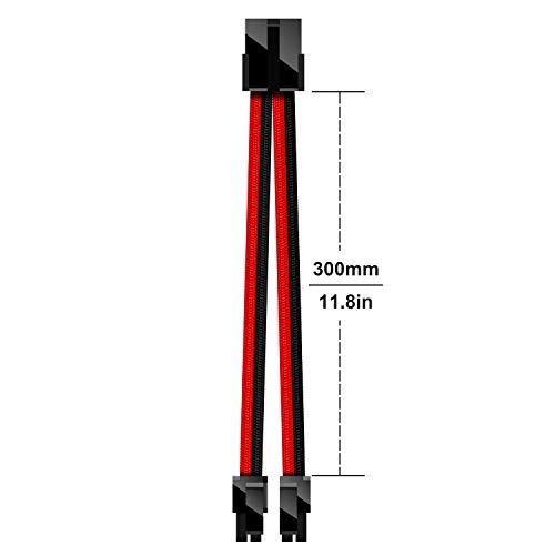 EZDIY-FAB EPS 8 Pin Femmina a CPU 8 Pin (4+4) ATX 4 Pin Maschio Alimentatore Convertitore di Alimentazione 4 Pin Cavo di Prolunga per Scheda Madre 11.8 Pollici (30 cm)-Nero Rossa