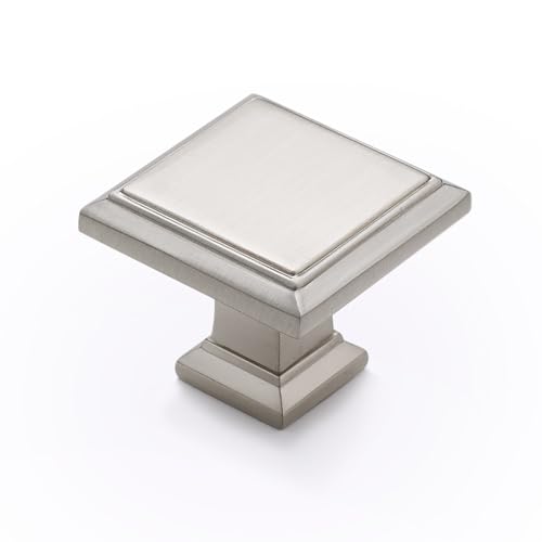 Image of Ravinte 15 Pack 1-3 /16 Inch Brushed Nickel Kitchen Square Cabinet Knobs Solid Drawer Pulls Satin Nickel Single Hole Kitchen Cabinet Hardware Knobs for Cabinets and Drawers