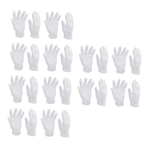 SEWACC 12 Guantes de Algodón Blanco Gruesos y Cómodos para Trabajo y Protección Joyerías Lavables y Resistentes
