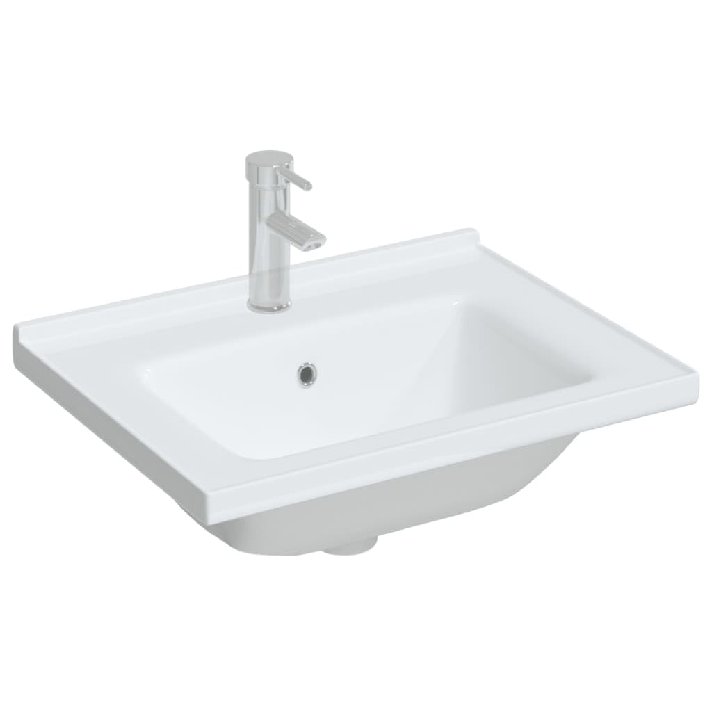 Rantry Lavabo de salle de bain, blanc, 61 x 48 x 19,5 cm, rectangulaire, en céramique, décor de meubles, lavabo de salle de bain, support pour salle de bain