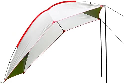 Wind Tour Portable Waterproof Car Rear Tent Outside Camping Shelter Outdoor Car Tent Trailer Tent Roof Top for Beach (Green+White)