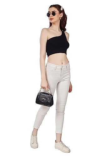 Image of Women's & Girl's Plain Black & White Tank Tops Crop Top (Set of 2)
