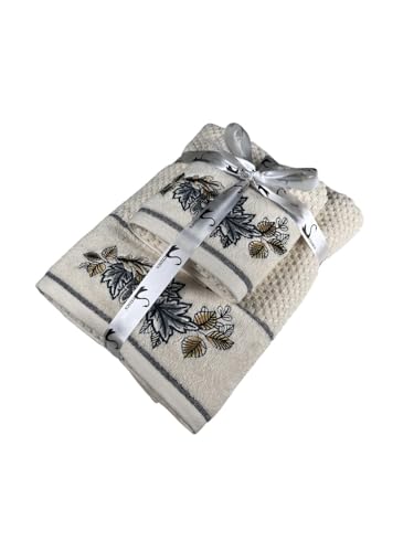 Image of SENSES By Riba Cotton Towel Set 550 GSM - Design 8, 2 Pcs| 1 Bath + 1 Hand Towels Combo | Super Soft, Absorbent, Lightweight, Antimicrobial, Low Linting