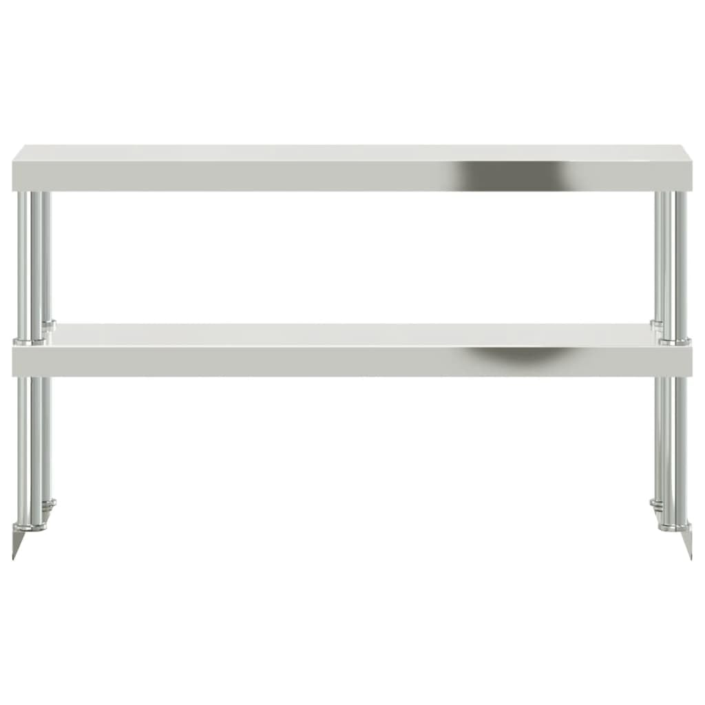 vidaXL Étagère de Table de Travail à 2 Niveaux 110x30x65 cm INOX